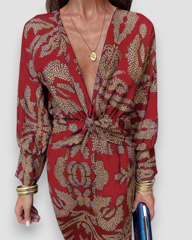 Levoire | Robe Élégante À Décolleté En V Rot