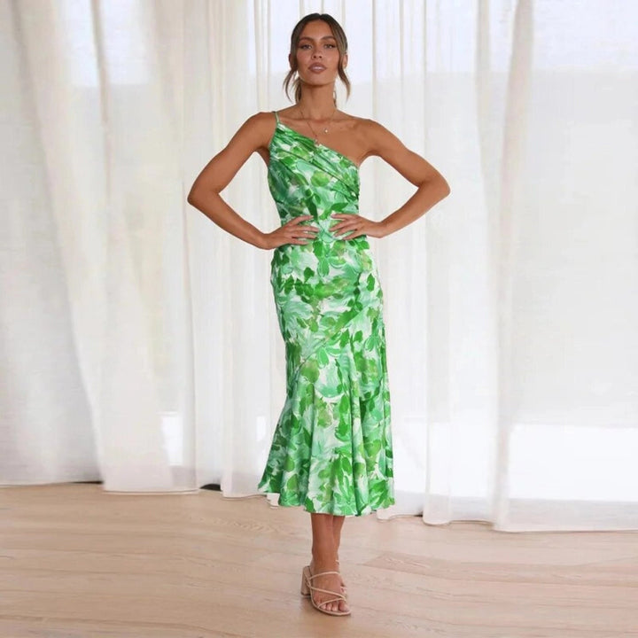 Levoire | Robe maxi florale asymétrique Vert