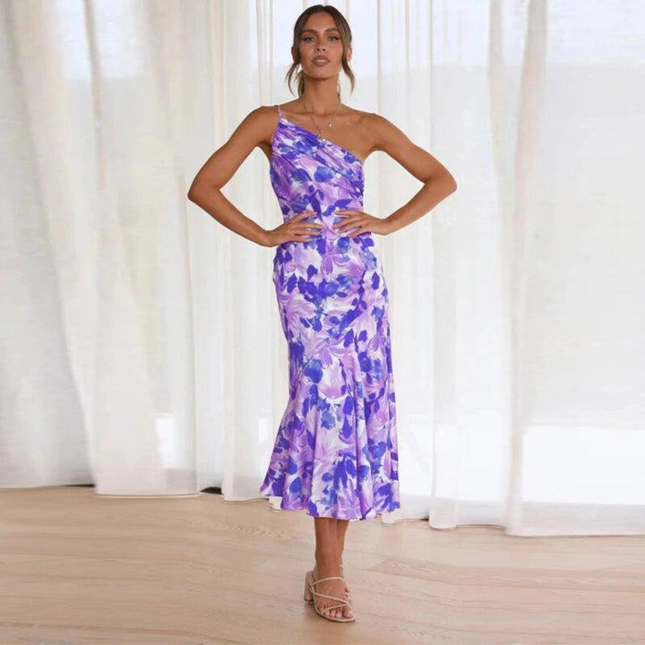 Levoire | Robe maxi florale asymétrique Lilas