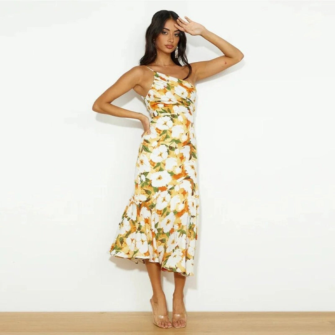 Levoire | Robe maxi florale asymétrique Jaune