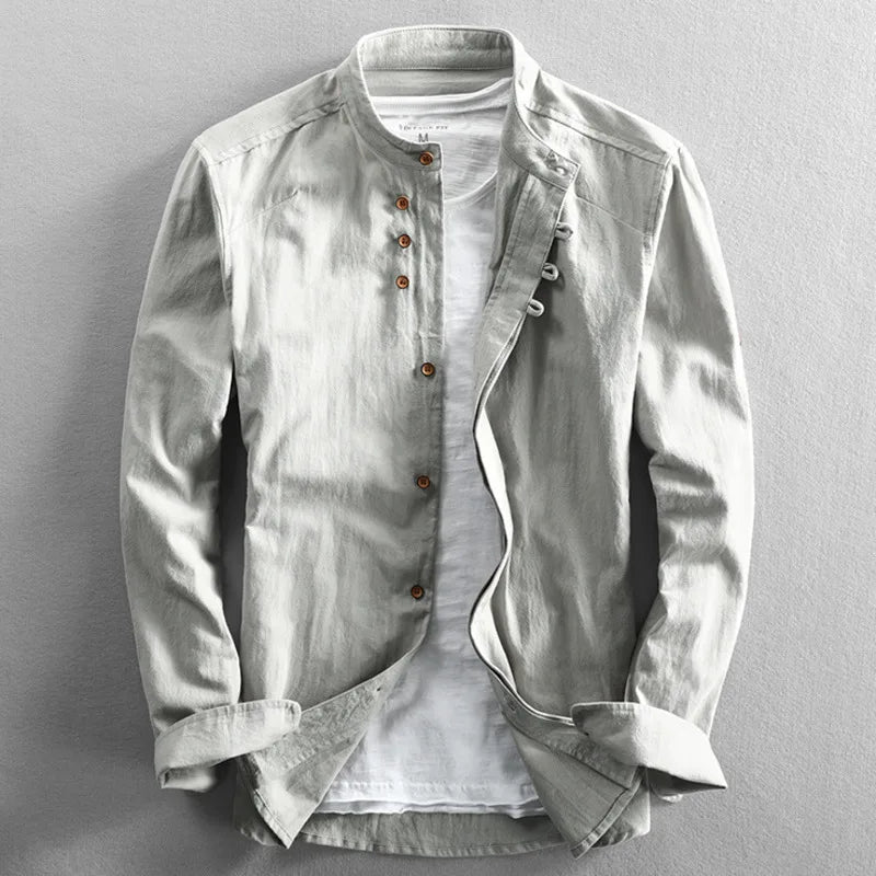 Levoire | Chemise homme en lin coton Gris