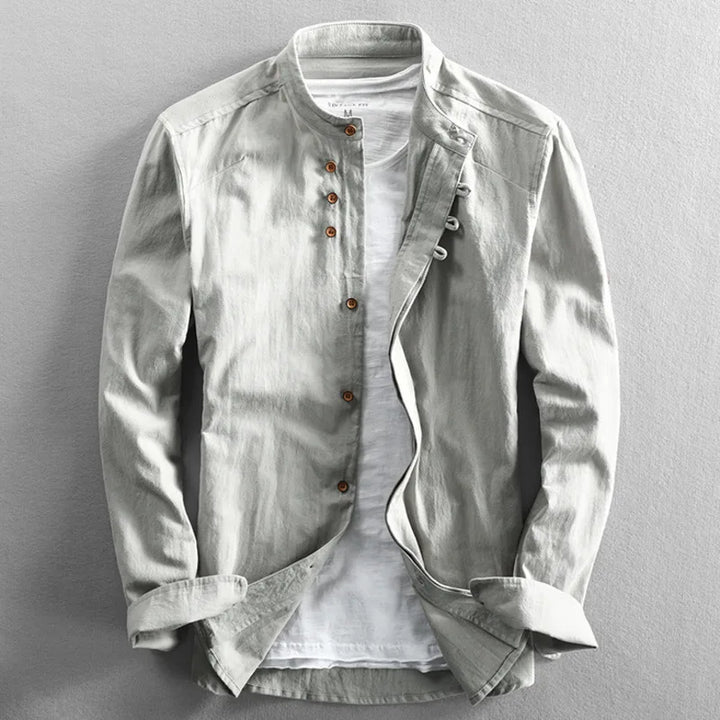 Levoire | Chemise En Lin De Coton Pour Hommes Gris