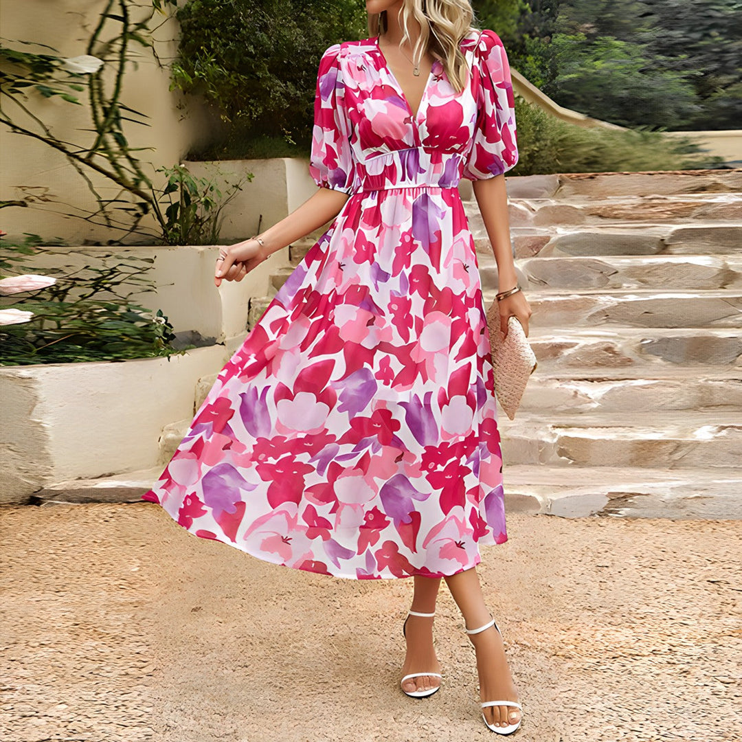 Levoire | Robe de printemps à col en V Rot