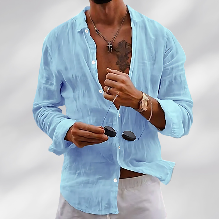 Levoire | Chemise En Lin Premium Bleu