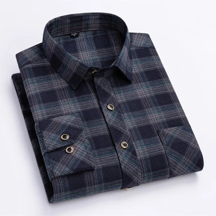 Levoire | Chemise à motifs Gris foncé et Motif à carreaux verts