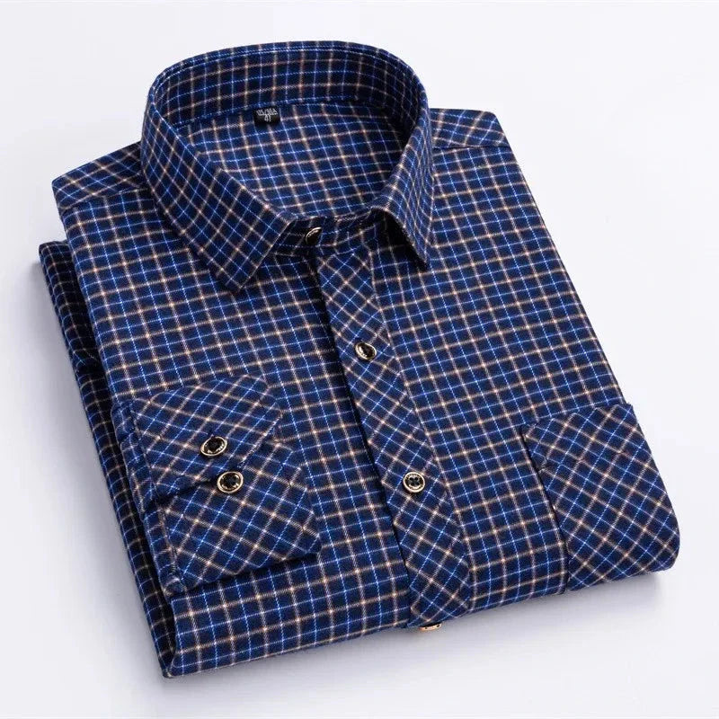Levoire | Chemise À Motifs Gris marine et orange à carreaux