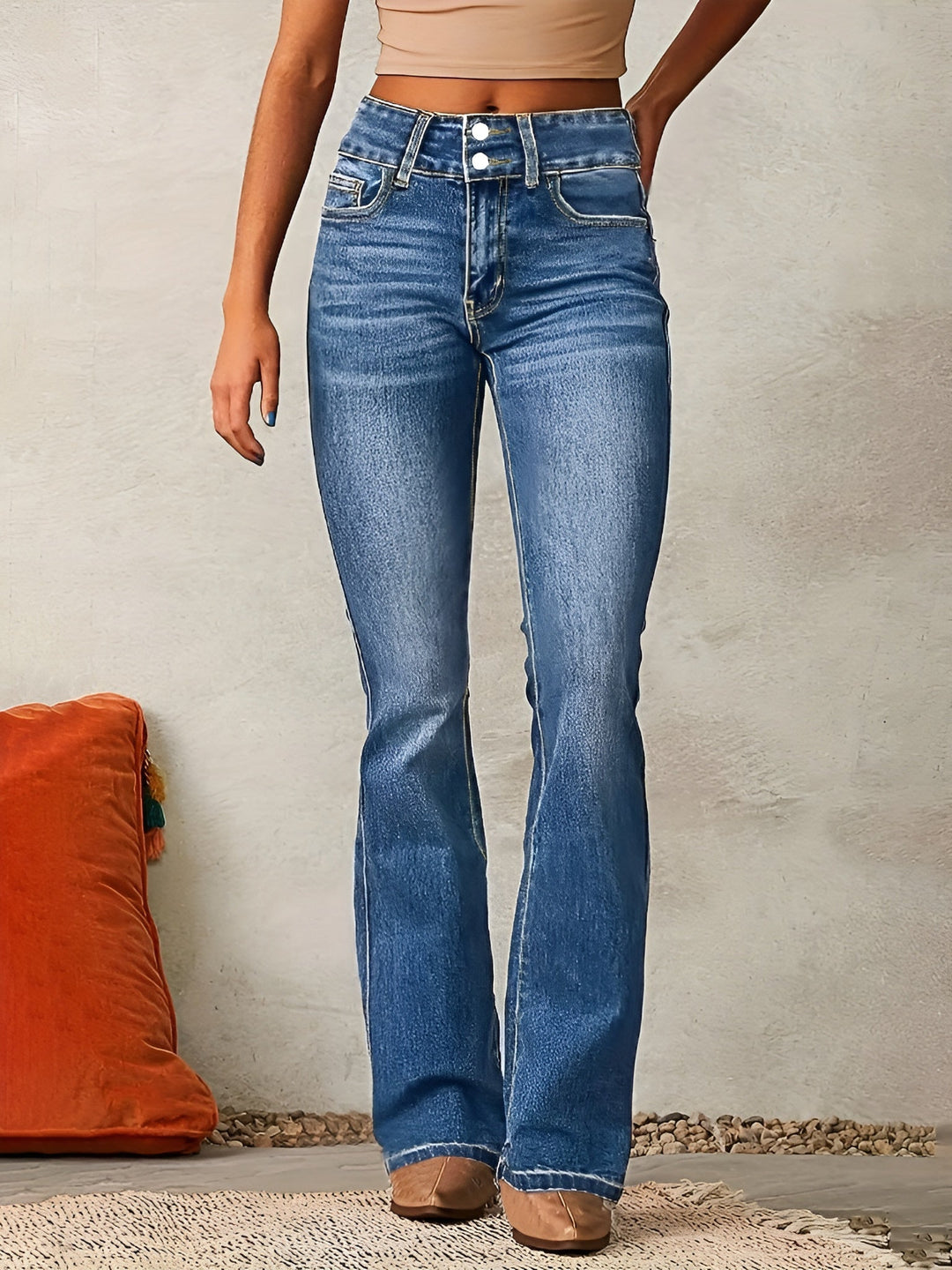 Levoire | Pantalons en denim taille haute et jambes larges Bleu clair