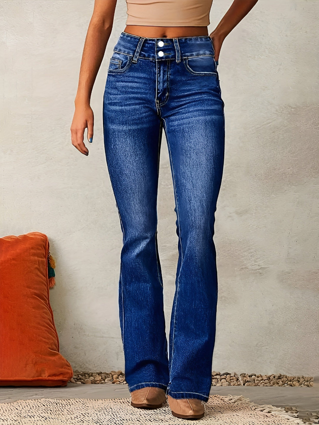 Levoire | Pantalons En Denim Taille Haute Et Jambe Large Bleu foncé