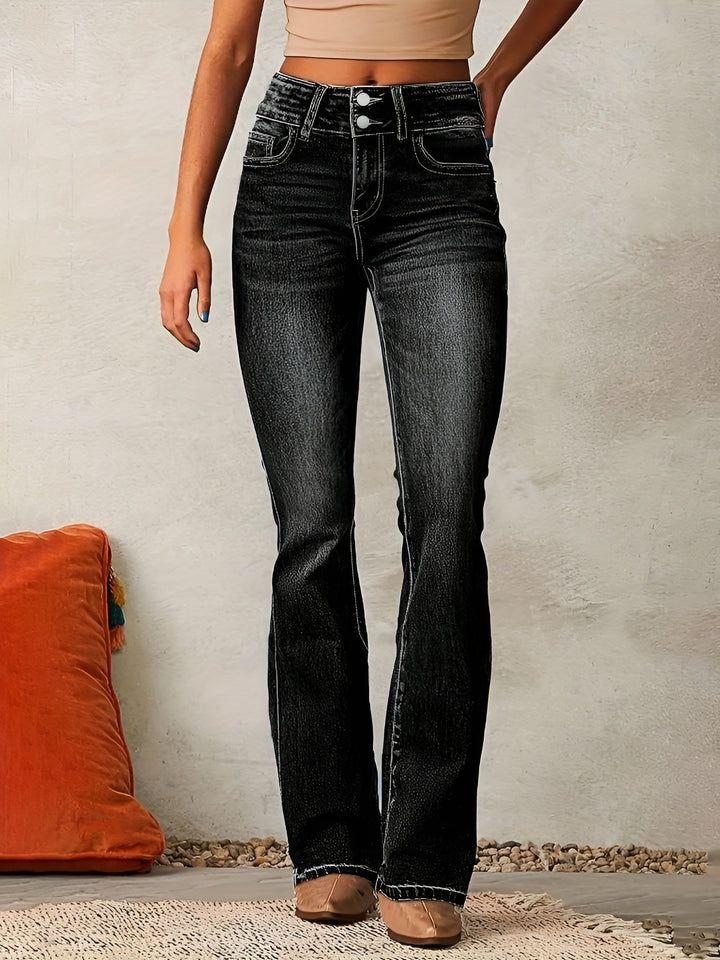 Levoire | Pantalons En Denim Taille Haute Et Jambe Large Noir