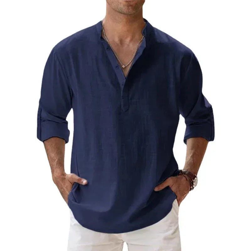 Levoire | Chemise En Lin Classique Bleu foncé