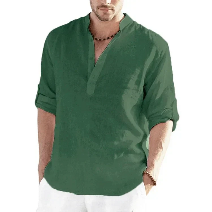 Levoire | Chemise en lin classique Vert foncé