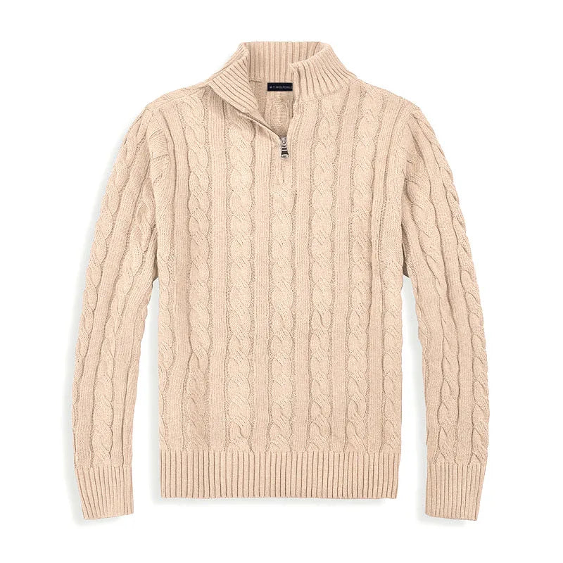Levoire | Pull en coton à fermeture éclair quart de péninsule Abricot