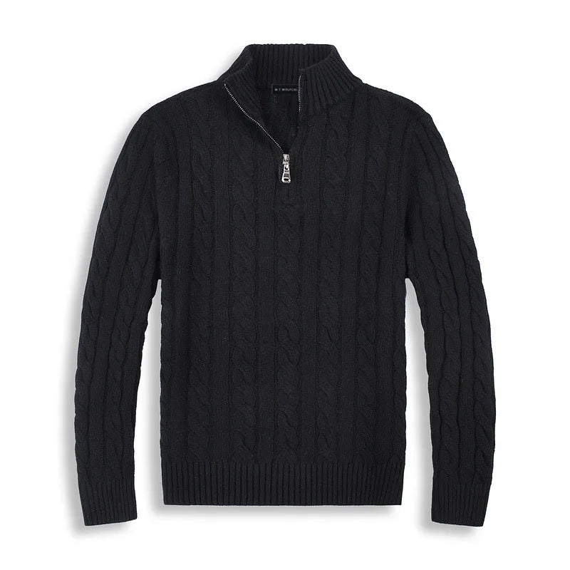 Levoire | Pull en coton à fermeture éclair quart de péninsule Noir
