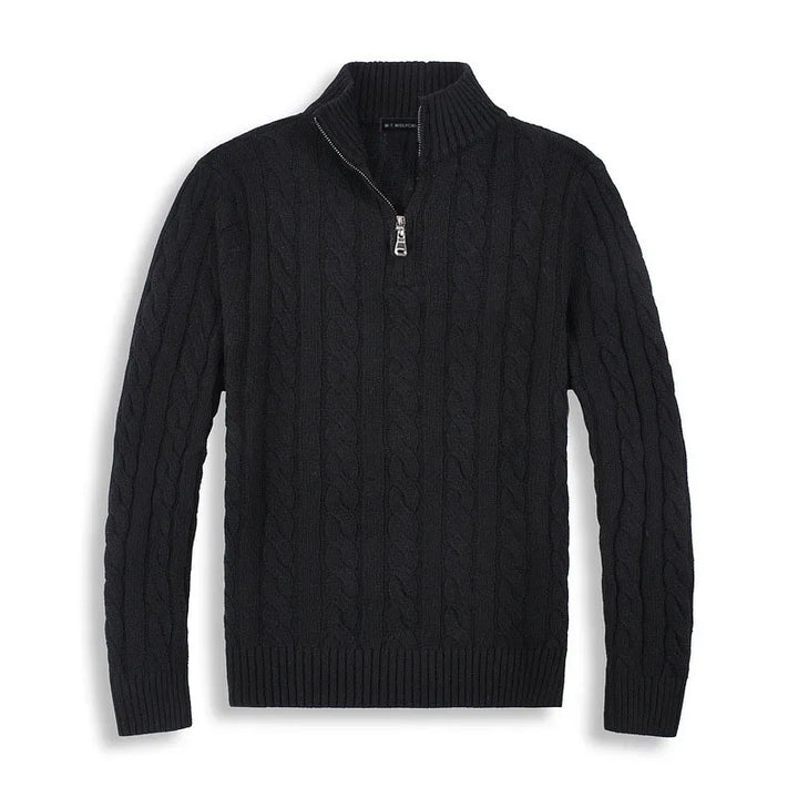 Levoire | Pull En Coton À Zip Quart Noir
