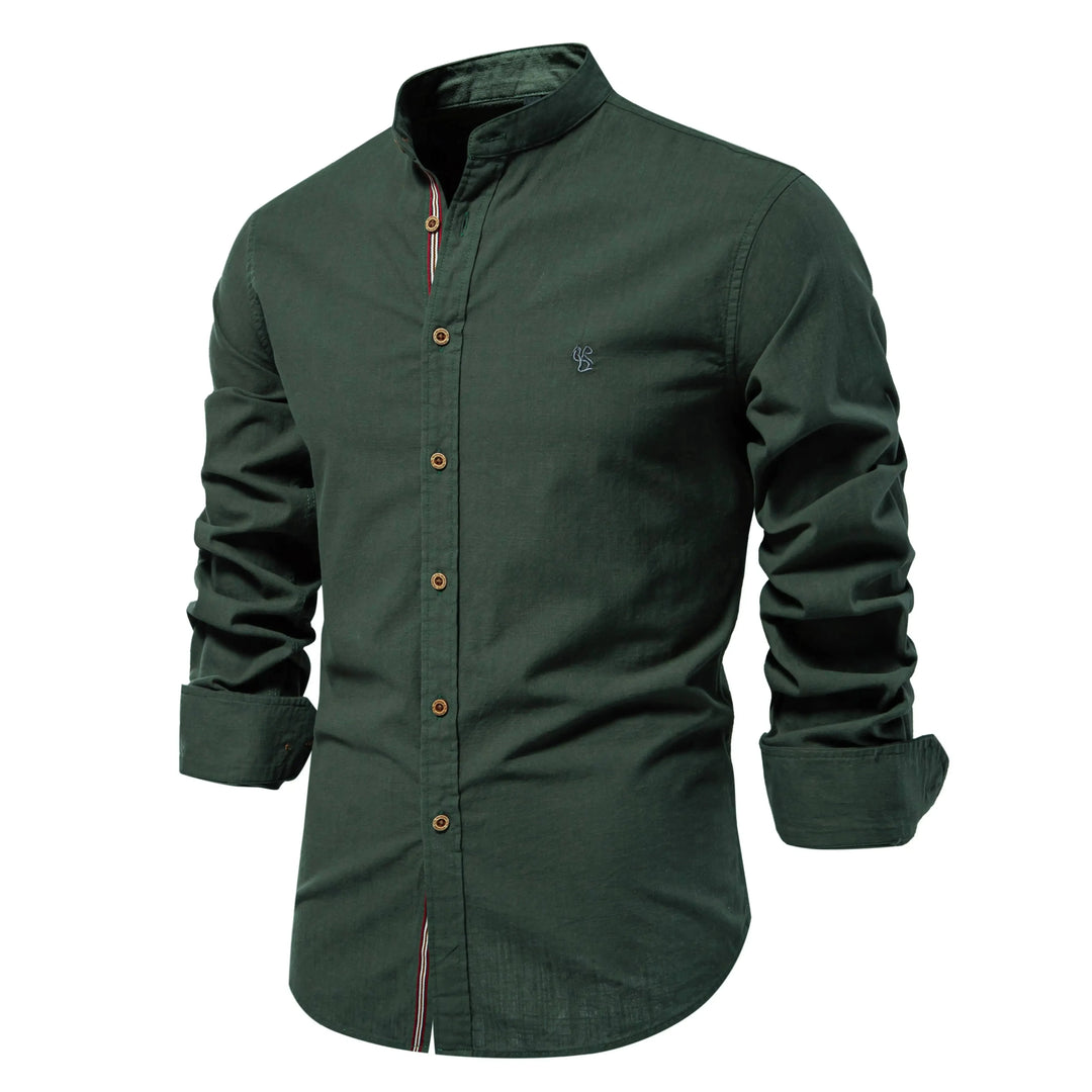 Levoire | Chemise en coton pour hommes vert armée verte