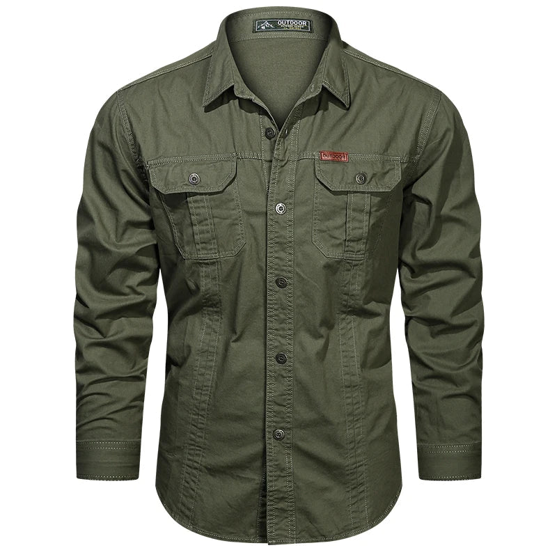Levoire | Printemps Chemise en Coton vert armée verte