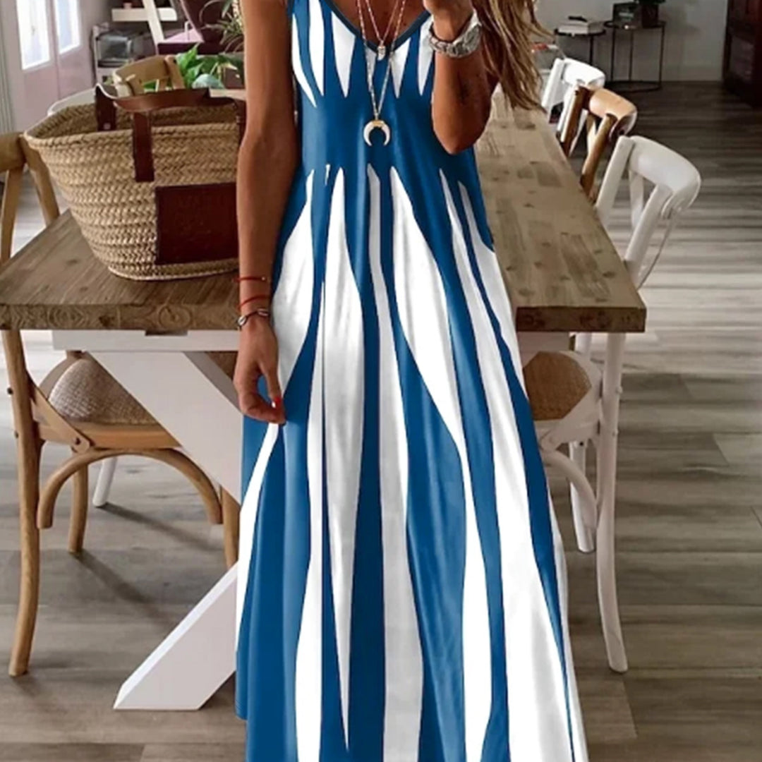 Levoire | Robe À Bretelles Spaghetti Rayée Bleu