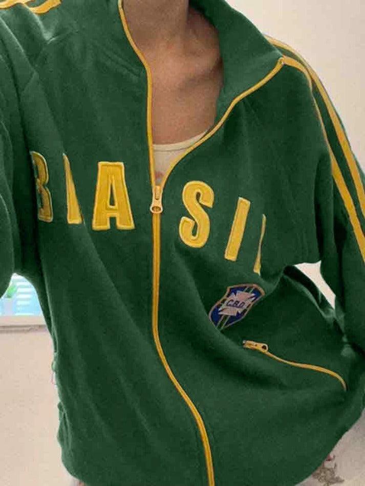 Levoire | Couleur Contrastante Broderie De Lettres Sweatshirt Vert