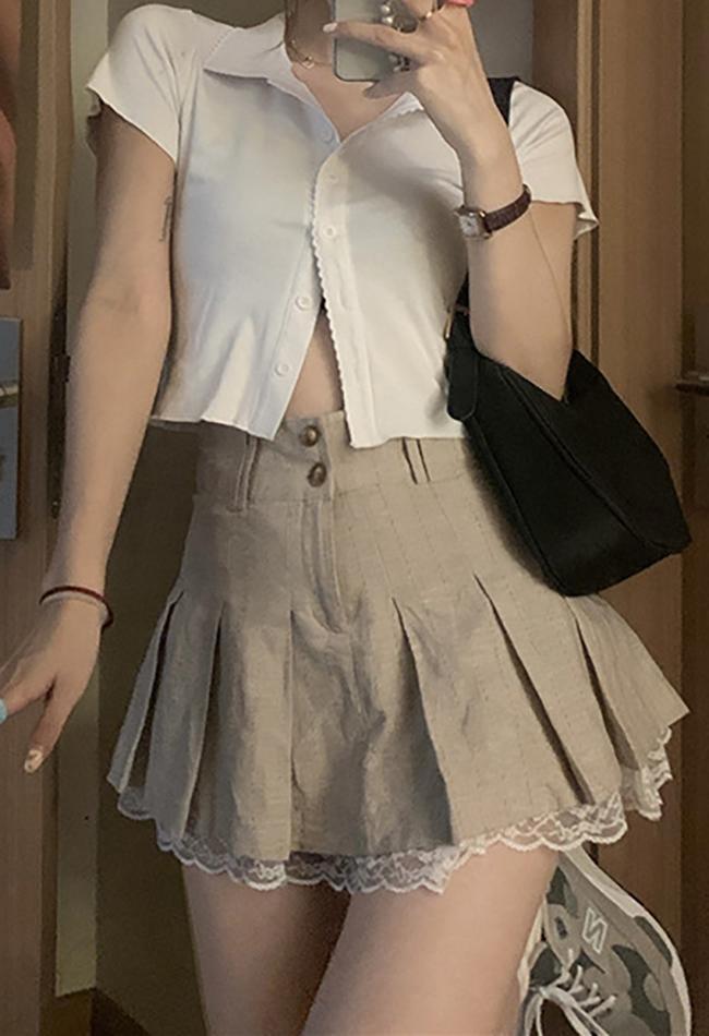 Levoire | Coton Lin Jupe Mini Plissée