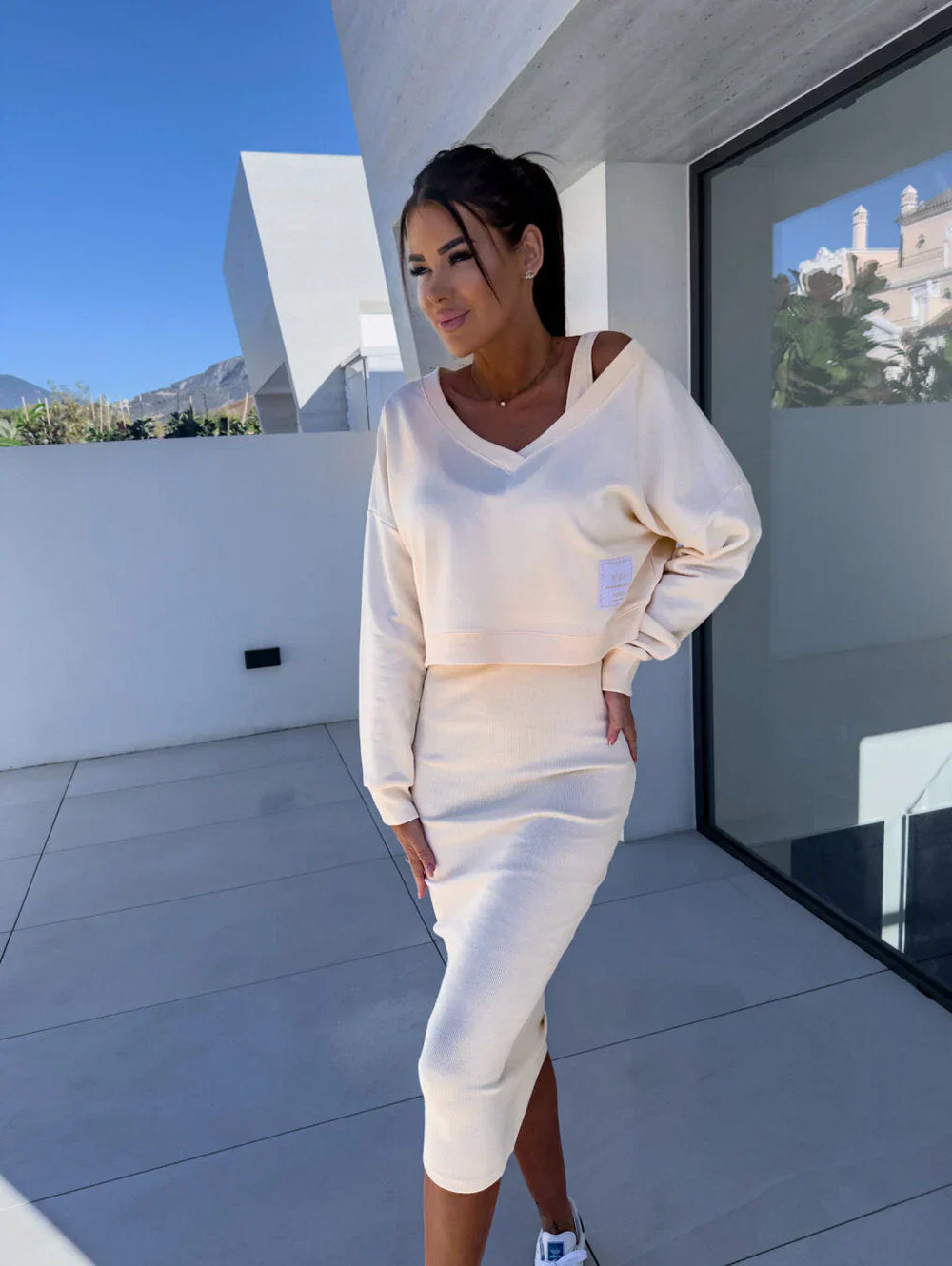 Levoire | Ensemble Décontracté En Sweat-Shirt Et Robe Blanc