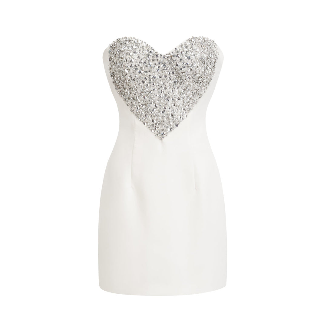 Levoire | Robe Mini Off Shoulder Ornée Blanc