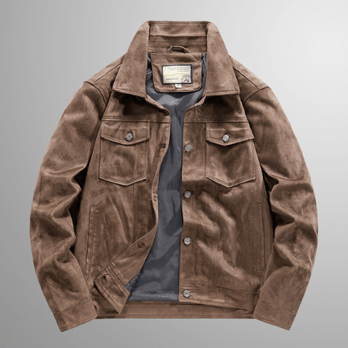 Levoire | Veste homme en daim Vêtements d'extérieur chauds et élégants Parfait pour l'automne Braun