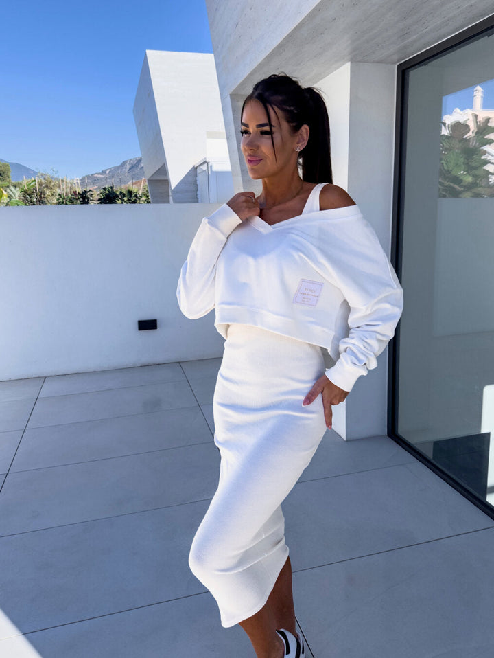 Levoire | Femmes Haut Chic Et Ensemble De Robe Sans Manches Blanc