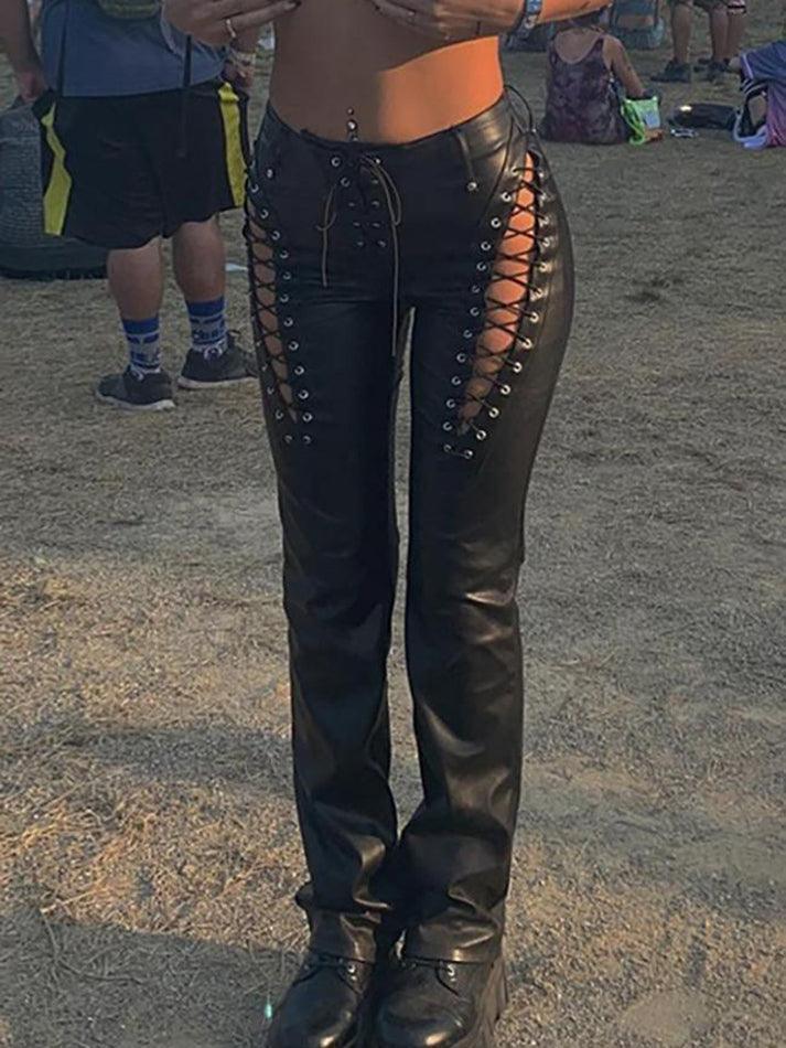 Levoire | Pantalon En Pu Avec Lacets Découpés