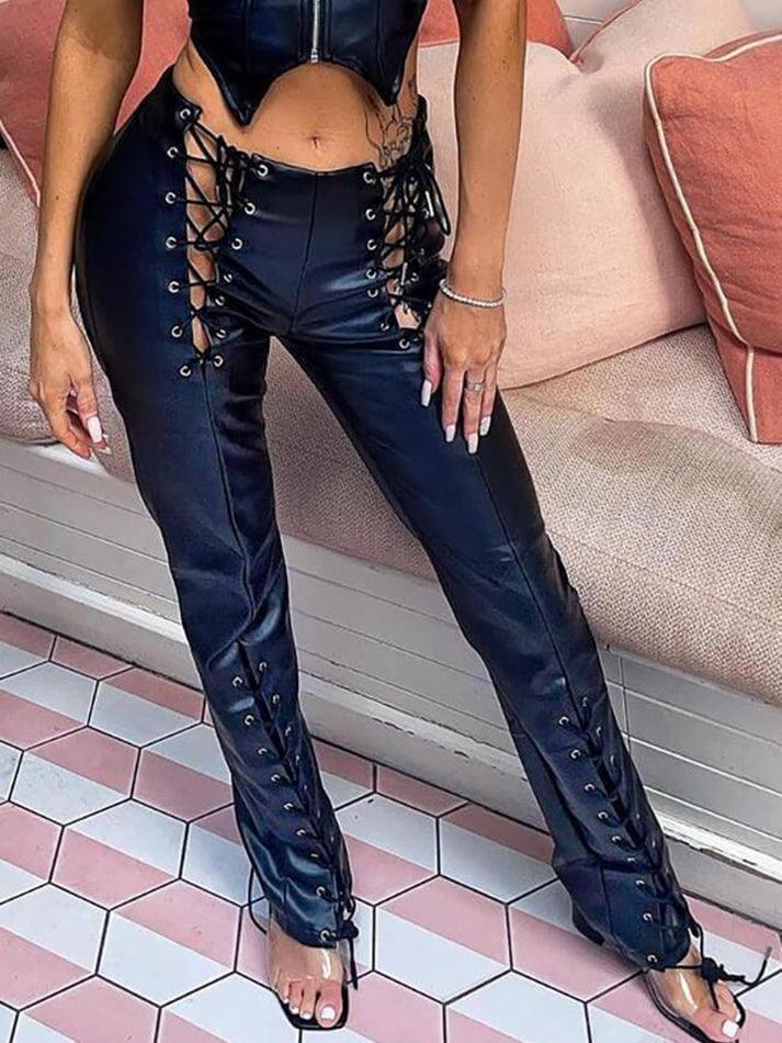 Levoire | Pantalon En Pu Avec Lacets Découpés