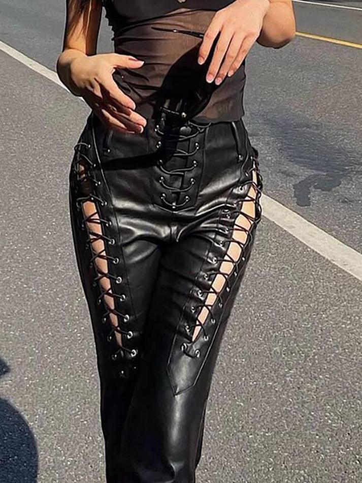 Levoire | Pantalon En Pu Avec Lacets Découpés