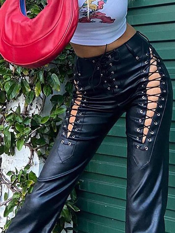 Levoire | Pantalon En Pu Avec Lacets Découpés