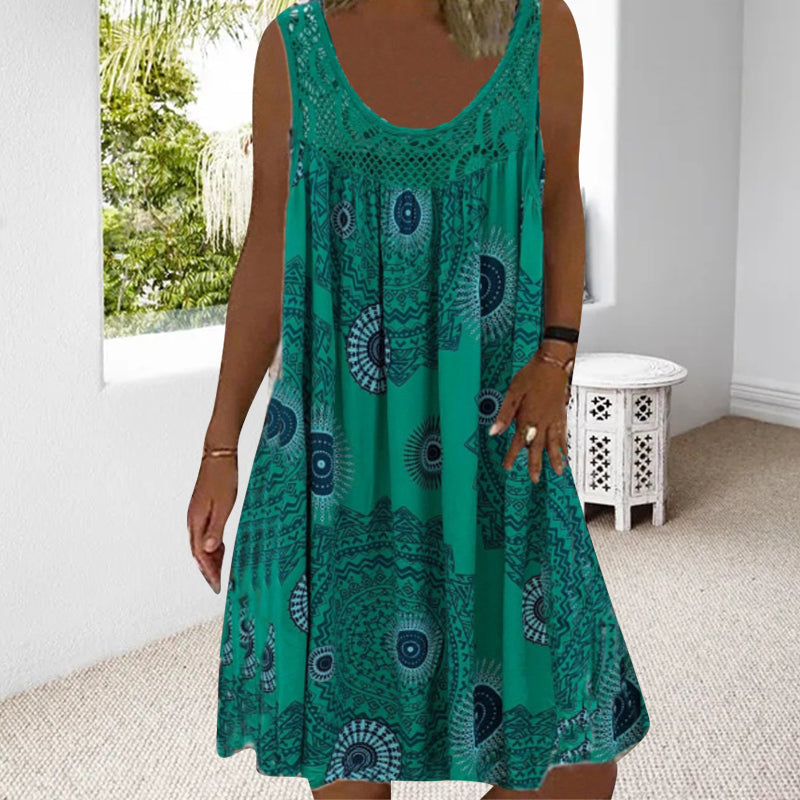Levoire | Robe sans manches à anneau O avec impression Vert