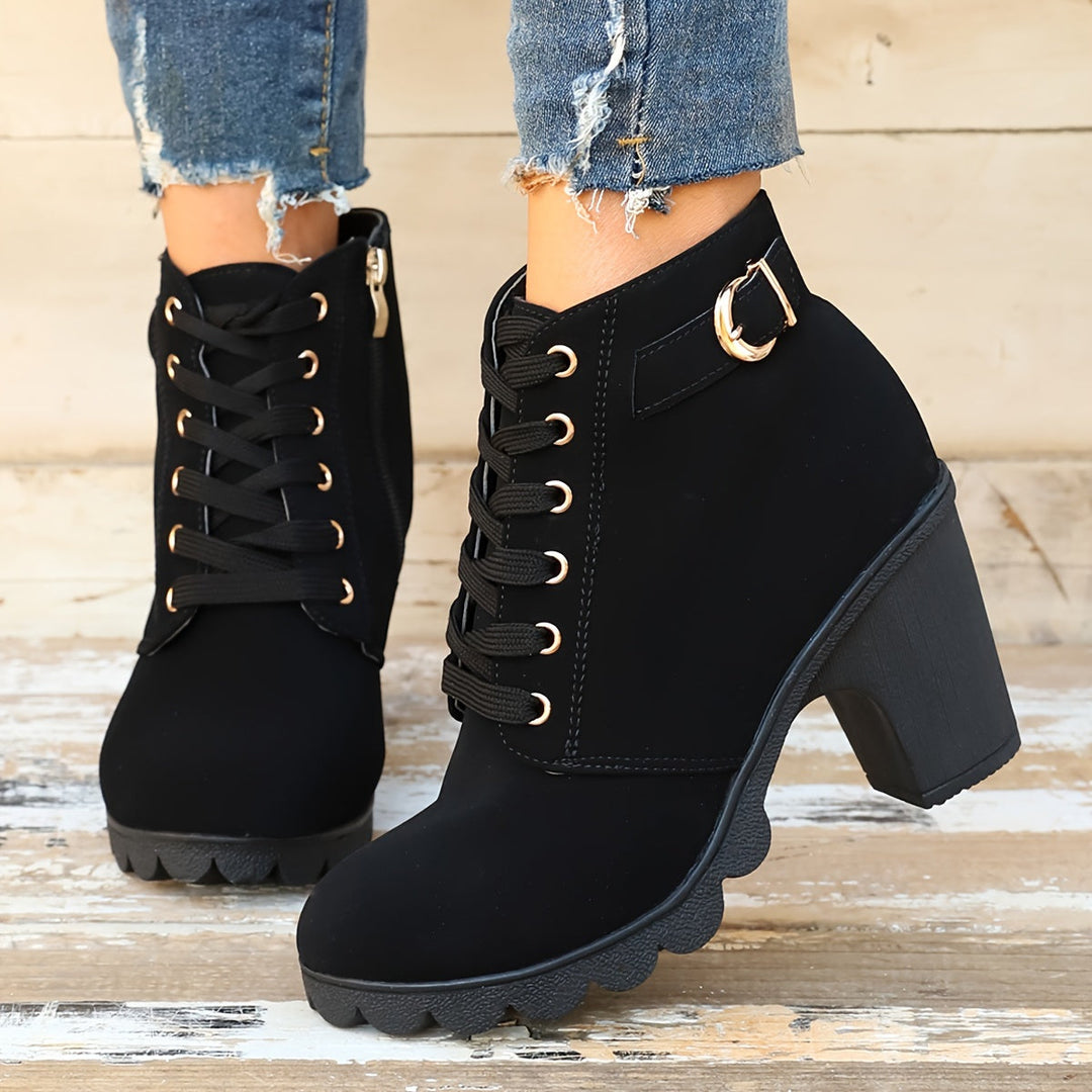 Levoire | Antidérapant Bottines à Talon Épais avec Fermeture Éclair Latérale