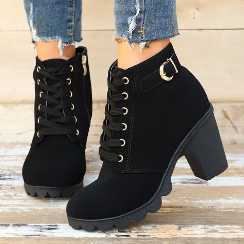 Levoire | Antidérapant Bottines à Talon Épais avec Fermeture Éclair Latérale
