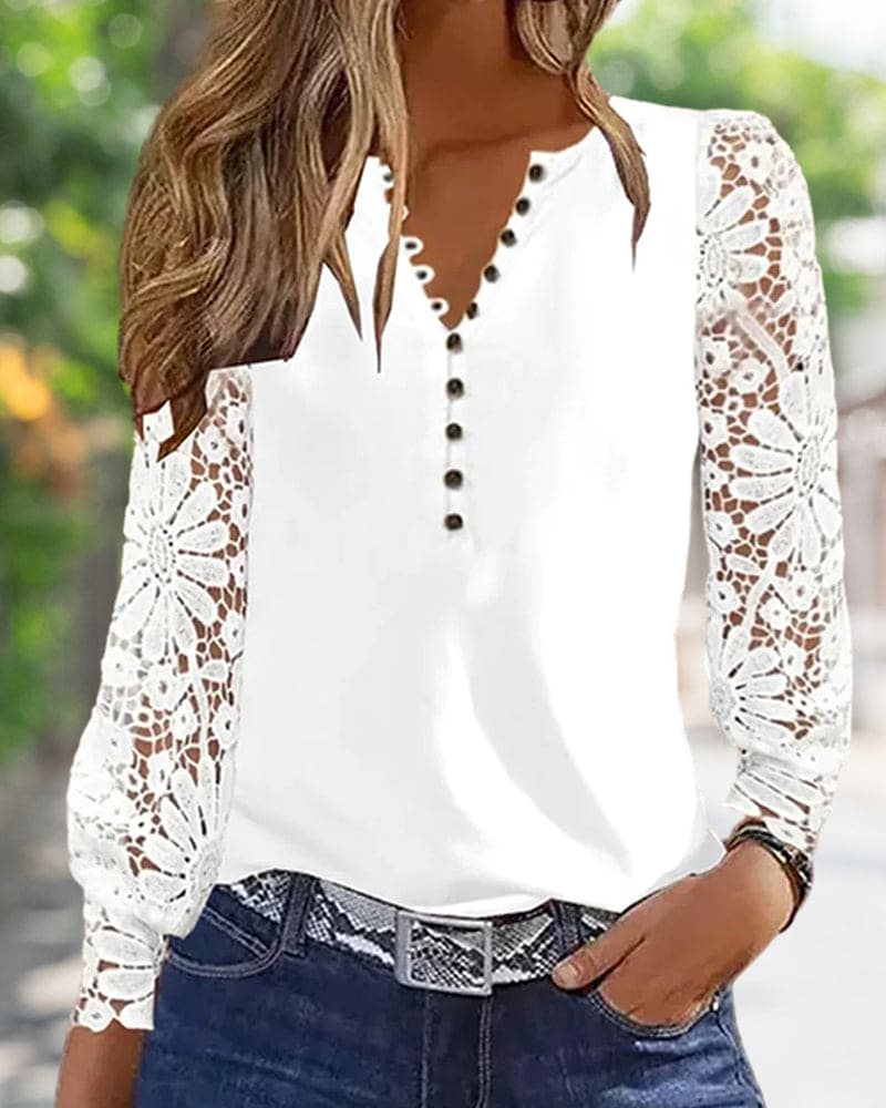 Levoire | Blouse Avec Fermeture À Boutons Et Manches En Dentelle