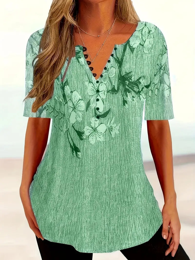 Levoire | T-Shirt À Manches Courtes Avec Imprimé Floral Vert émeraude