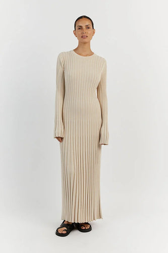 Levoire | Robe Midi Tricot Avec Col Rond Et Manches