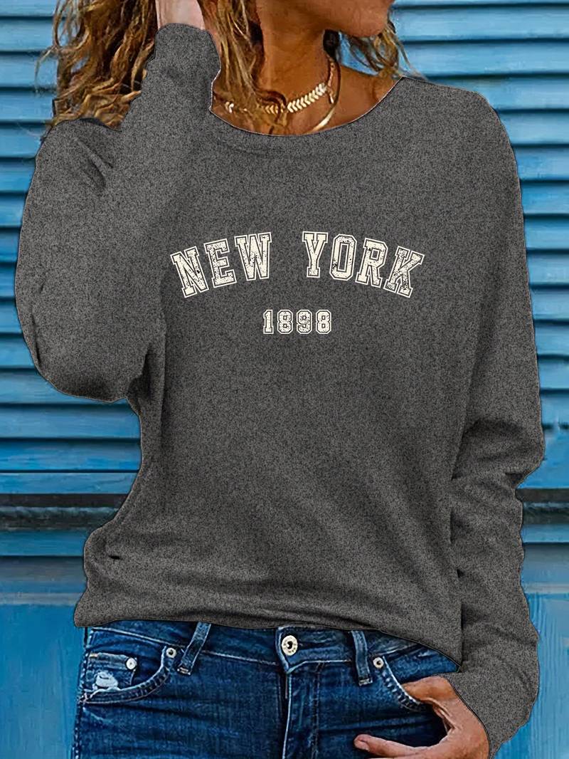 Levoire | T-Shirt À Col Rond Avec Impression New York Gris foncé