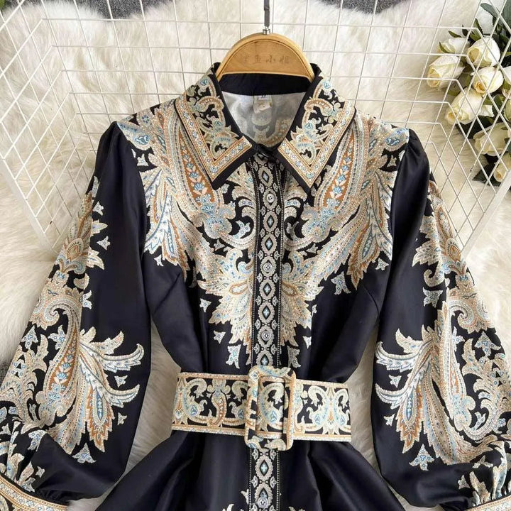 Levoire | Polo-t-shirt robe avec imprimé vintage et tempérament