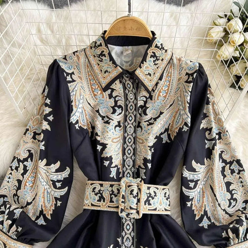 Levoire | Polo-t-shirt robe avec imprimé vintage et tempérament