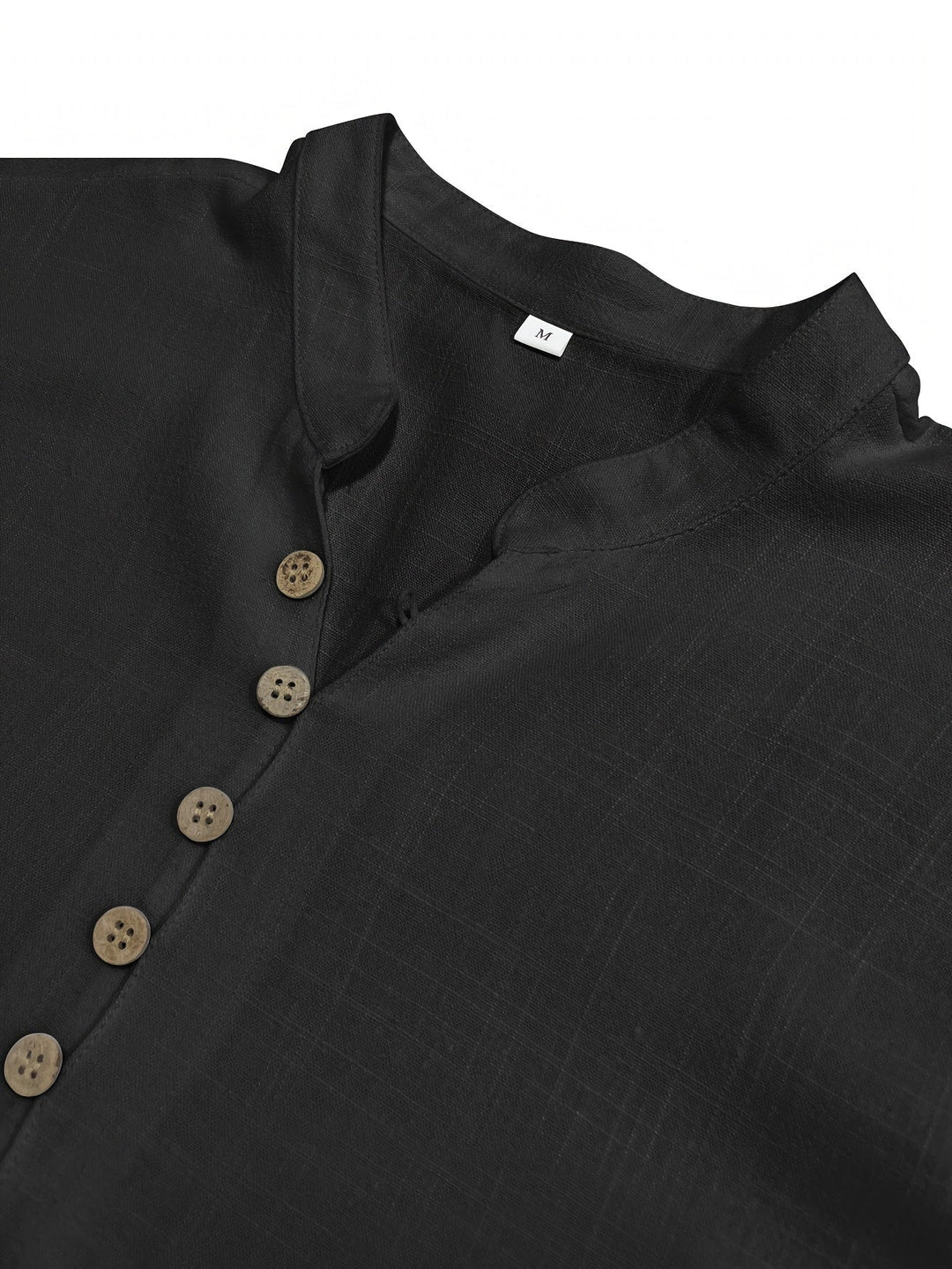 Levoire | T-Shirt Uni Hommes Col Henley Profond