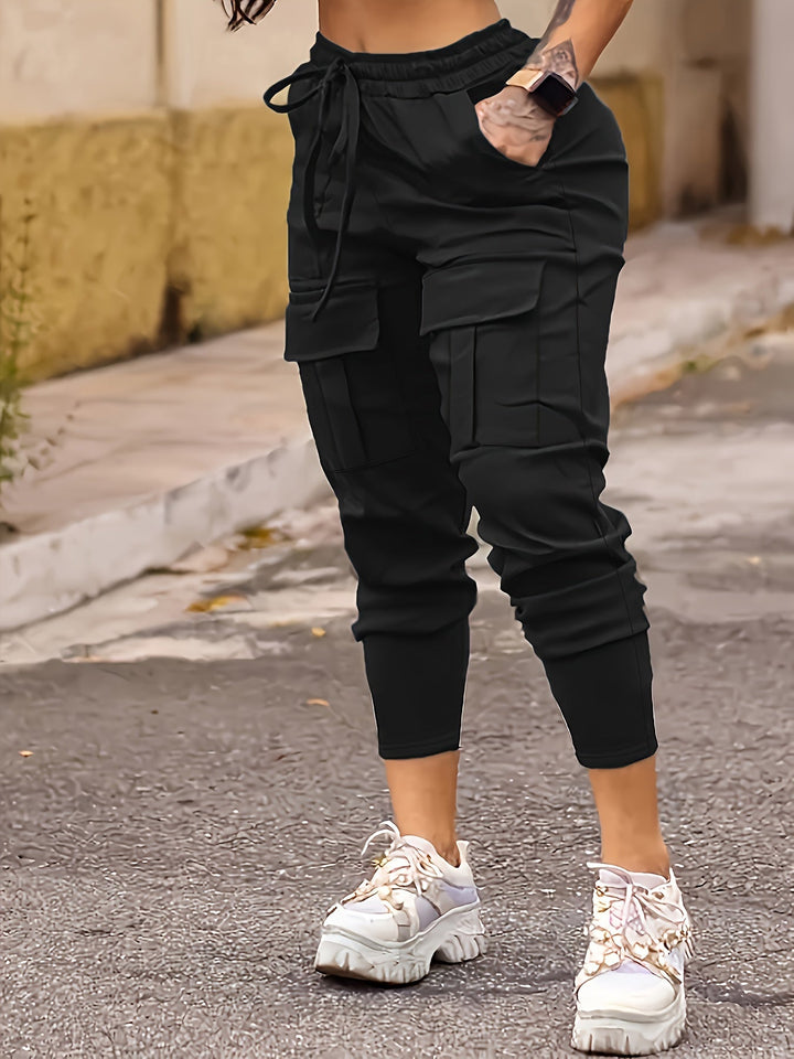 Levoire | Pantalons De Course Cargo Unis Avec Poches Noir