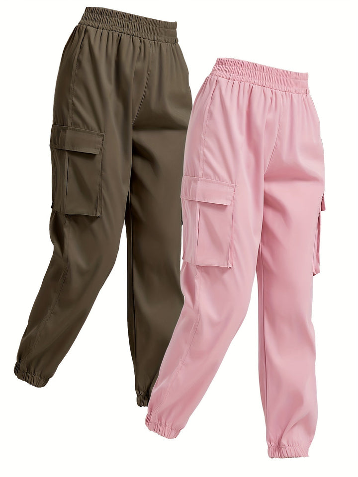 Levoire | Pantalons Cargo Jogger Durables, 2 Pièces Rosa+brun foncé