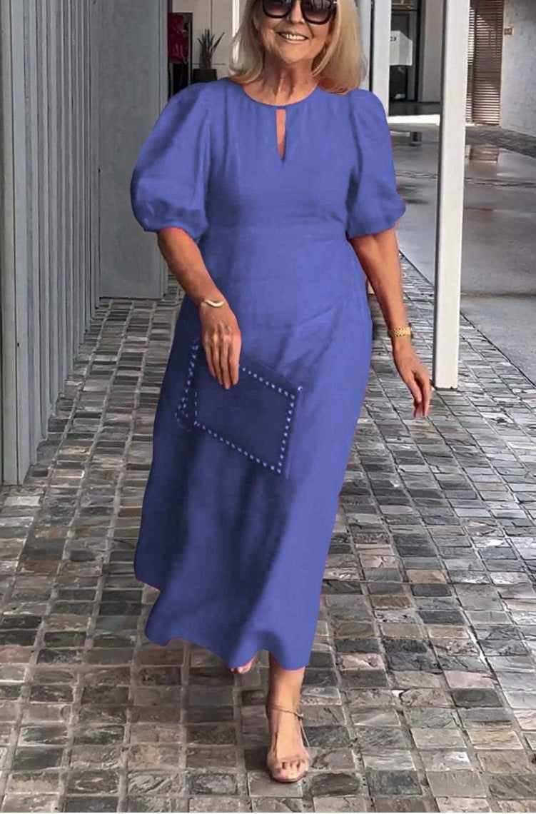 Levoire | Robe Midi Classique Pour Tous Les Jours Bleu