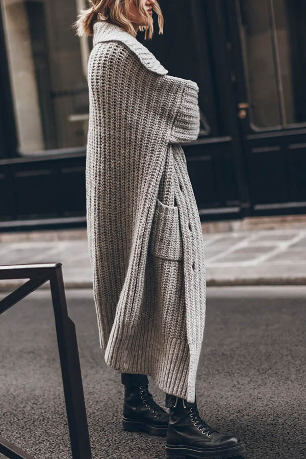 Levoire | Épaissse Gilet Tricoté Long Avec Fermeture À Boutons Et Poches Grande Taille Modèle