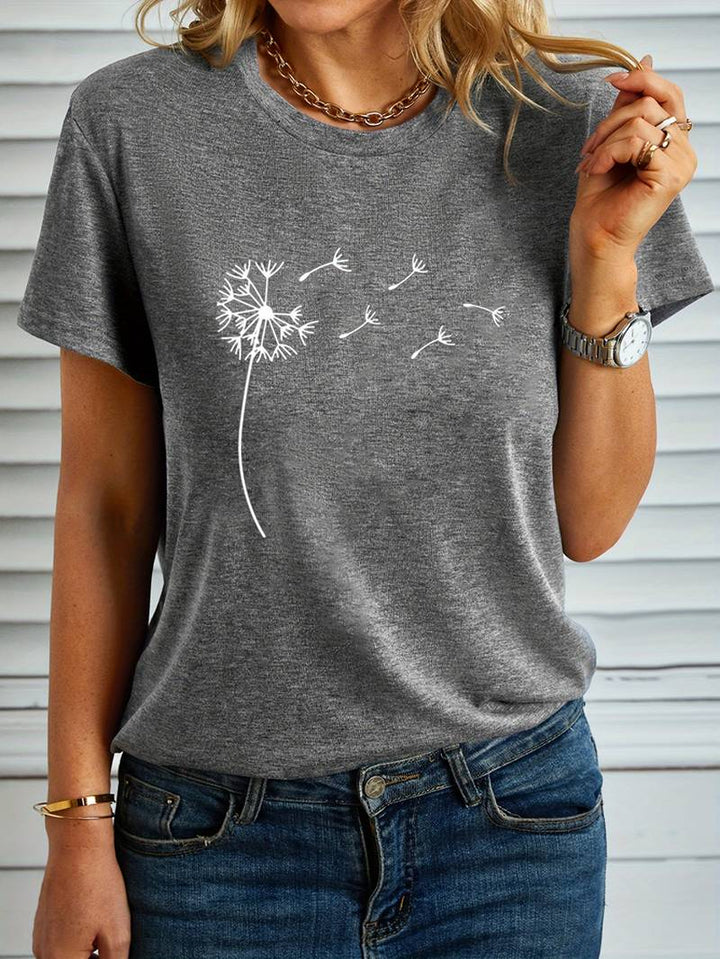 Levoire | T-Shirt Avec Impression De Pissenlit Et De Papillons Gris 1