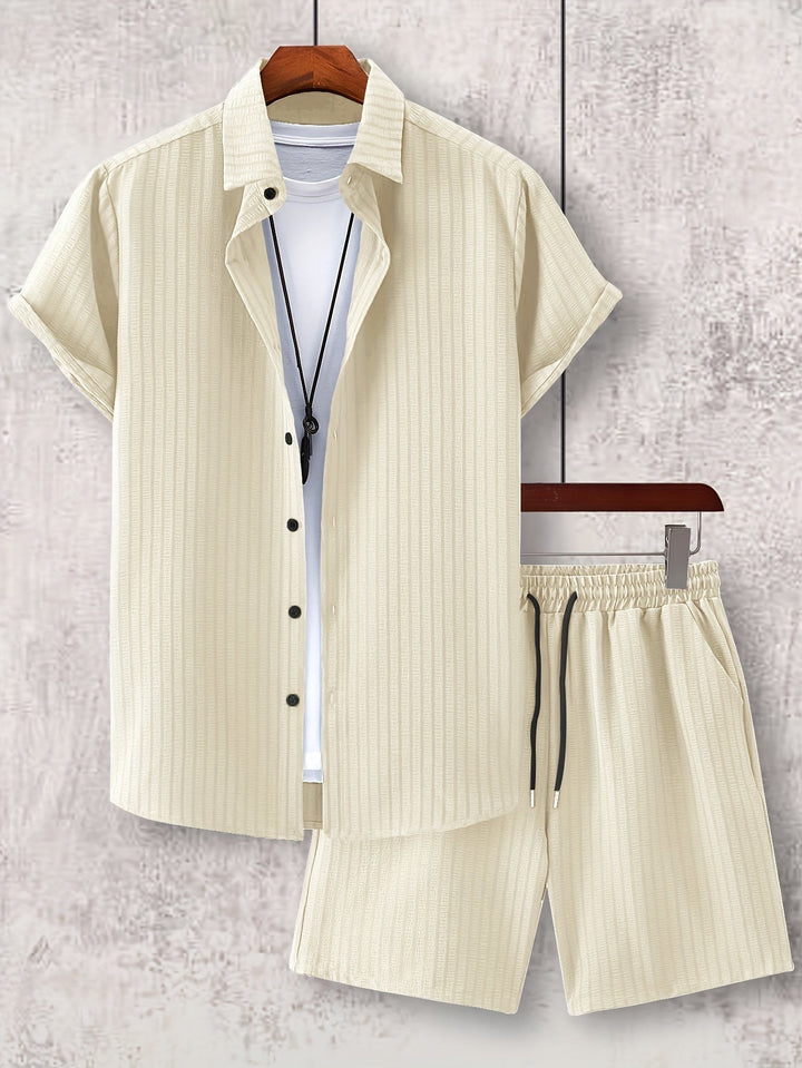Levoire | Chemise Rayée À Revers Et Shorts Coordonnés Abricot
