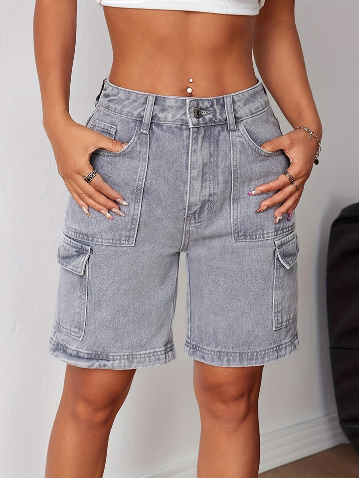 Levoire | Pantalons Cargo En Denim Gris Élégants À Taille Haute gris