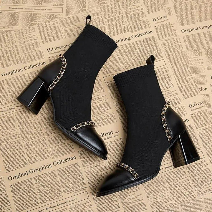 Levoire | Bottes courtes à talon épais et style français carré