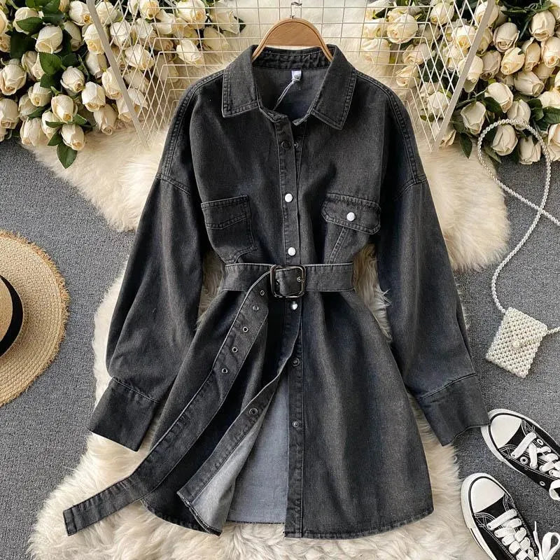 Levoire | Chemise en jean pour femmes Noir Une taille
